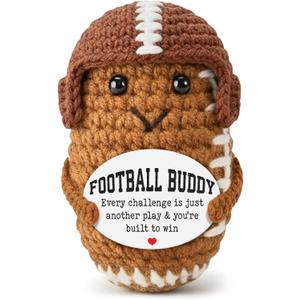 2 x Tiny Detalles Fathers Day Birthday Gift for Dad from Daughter Son Wife, Mini Crochet Football Gifts for Men Husband Boys, Cute Football Buddy for Desk Decor