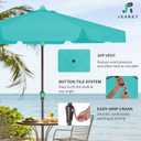 JEAREY 9 FT Patio Umbrella Outdoor, Table Umbrellas Market Umbrella w/Push Button Tilt/Crank, 8 Sturdy Ribs(Teal)