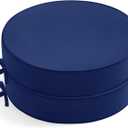 Summsun Outdoor Bistro Chair Cushions Set of 2, 15" D x 3" H Round Chair Cushions Waterproof and Fade Resistant Chair Cushion Pads with Non-Slip Ties and Removable Covers for Garden, Navy Blue