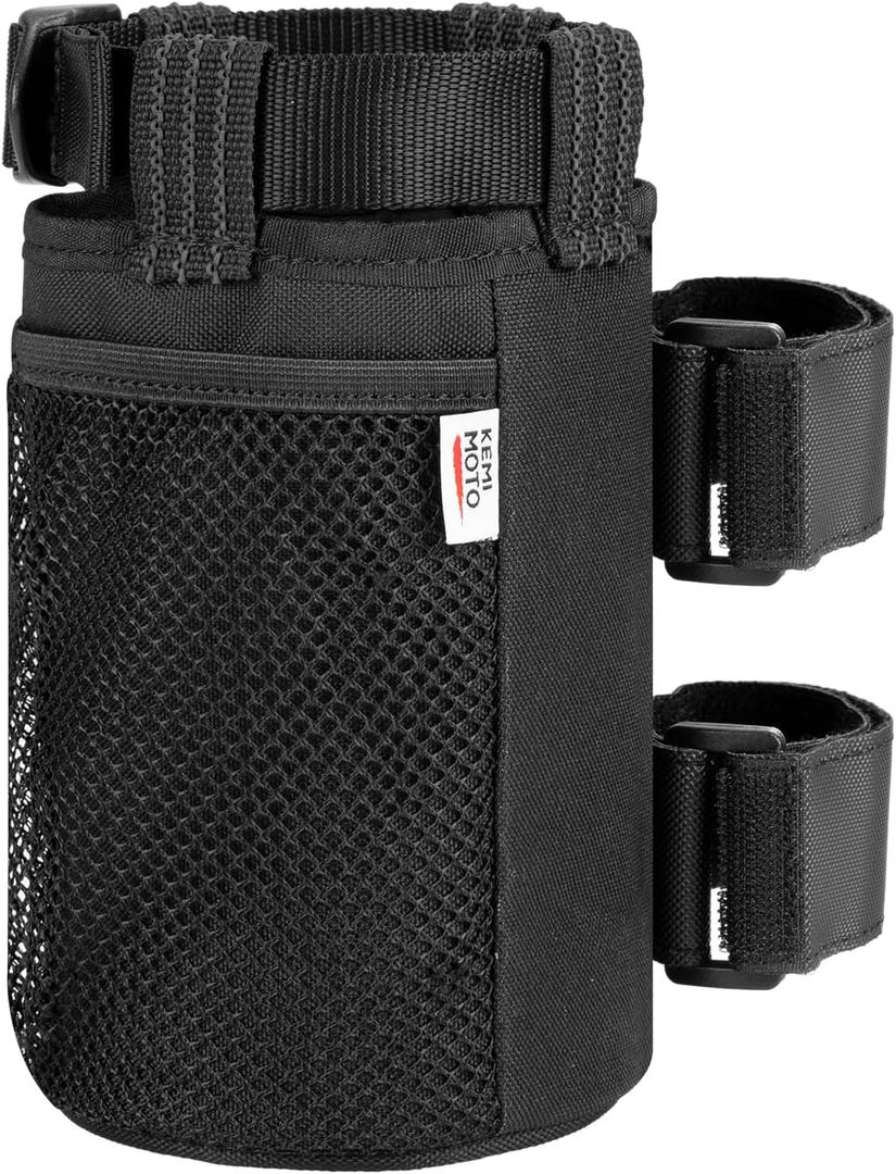 KEMIMOTO 2 Pack Cup Holder, Roll Bar Cup Holder for UTVs Wheelchair Scooter Walker Rollator Bike Golf Cart Boat with Mesh Pockets and Sticky Straps