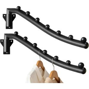 2pcs Swing Clothes Hanger Rack,Wall Mounted Clothes Rack,Heavy Duty Drying Rack,Clothes Hanger Organizer with Swing Arm Holder for Bathroom,Bedroom,Laundry Room,Swimming Pool