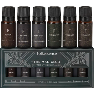 Folkulture Manclub Essential Oils Set for Men for Diffuser | Set of 6 Home Fragrance Oils | Oud, White Musk, Tobacco, Sandalwood & Leather Wood | Aromatherapy Gift for Men & Valentine’s Gifting, Missing Sandalwood Fragrance