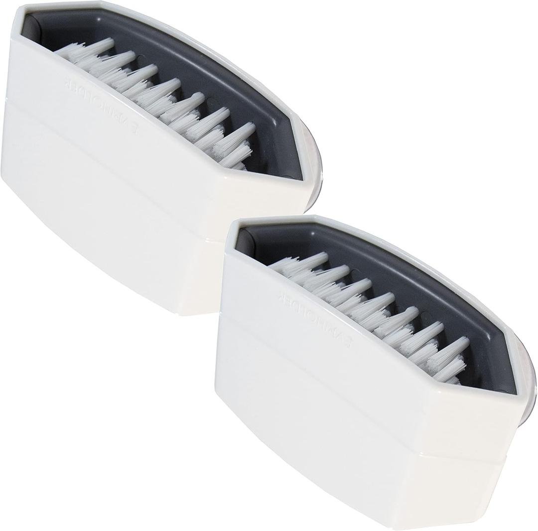 Cutlery Cleaner Brush, Suctioned in-Sink Silverware Scrubber, Non-Scratch Bristles, Easily Clean Utensils and Sharp Knives, Convenient Kitchen Gadget, White, 2 Pack