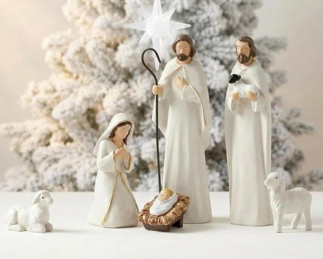 6 Pack Nativity Set with Stable Sculpted Hand-Painted Figures 6'' Scene Nativity Sets & Figures with Accessories for Indoor Holiday Decor Xmas Home Fireplace Centerpieces