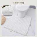 White Toilet Rugs U Shaped Washable, 24x24 Contour Bath Rugs for Toilet, Luxury Ultra Soft Chenille U-Shaped Toilet Rug, Non Slip Absorbent Machine Washable Bathroom Mat for Toile