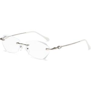 TERAISE Frameless Reading Glasses For Women With Blue Light Blocking,Fashion Diamond Cutting Rimless Eyeglasses (Sliver)