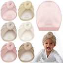 Shihanee 6 Pcs Satin Lined Baby Newborn Hats Beanie Hats Soft Silk Satin Bonnet Infant Toddler Cap for 0-6 Months Girls Boys (Fresh Colors, Circle Style)
