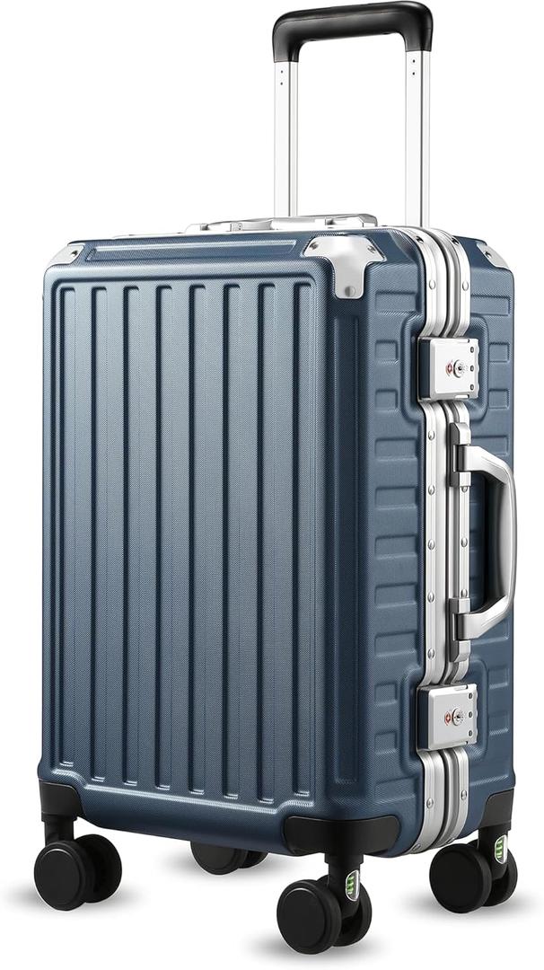 LUGGEX Carry On Luggage with Spinner Wheels, 20 Inch Aluminum Frame Zipperless Polycarbonate Hard Shell Suitcase, Blue LUGGEX Carry On Luggage with Spinner Wheels, 20 Inch Aluminum Frame Zipperless Polycarbonate Hard Shell Suitcase, Blue