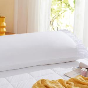 Vonty 2Pcs Ruffled Pillow Cases Body Pillowcases(20x54), Decorative Ruffle Pillowcases - White Body Pillow Cases Set of 2, Scalloped Euro Sham Farmhouse Pillow Shams with Envelope Closure