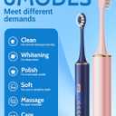 Aneebart Blue & Pink Electric Toothbrush for Adults, USB Rechargeable Sonic Toothbrush with 12 Brush Heads, Smart Timer, 6 Modes, 2-Hour Fast Charge Last 30 Days