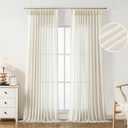 WEST LAKE Egret Ivory Pinch Pleated Sheer Curtains 102 Inches Long,Cream Soft Rustic Drapes for Bedroom Living Room,Farmhouse Back Tab Hook Window Treatment,Custom Multi Sizes,58" Wx102 Lx2