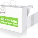 Maitys 30 Pcs 18x14x7 Inch Large Paper Gift Bags with Handle Bulk Paper Bags for Business, Merchandise, Gifts, Shopping, Retail Stores, Birthday Party for Multiple Uses(White)