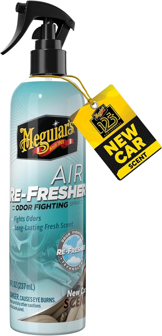 Meguiars Air Re-Fresher Odor Fighting Spray - New Car Scent - Convenient Car Air Freshener that Instantly Fights Odors and Leaves Behind a Long-Lasting New Car Scent, 8 Oz Trigger Spray