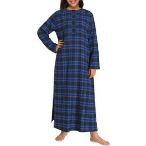 Esenchel Women's Plus Size Long Cotton Flannel Nightgown (4X-Large Plus, Blue)