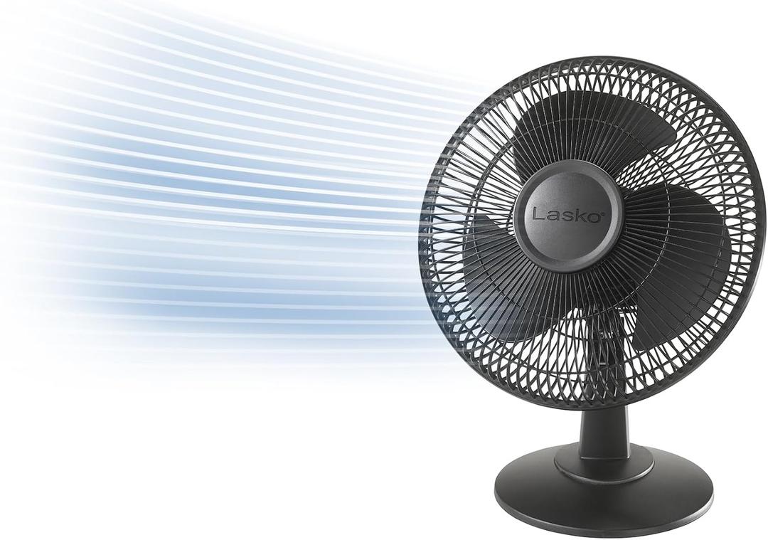 Lasko 12" Oscillating Table Fan for Home, Offices, Bedrooms, Living Rooms, 3-Speeds, Widespread Oscillation, Tilt-Back Fan Head, Portable, Black, 2017