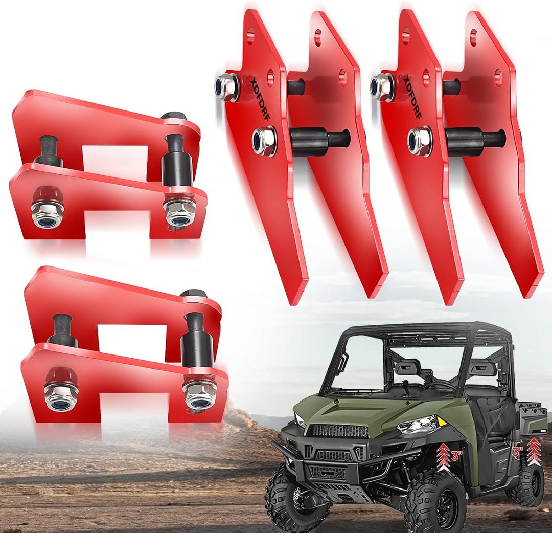 Red UTV Ranger Lift Kit, 3" Ranger Front and Rear Bracket Lift Kit Fit for 2013-2022 Polaris Ranger Fullsize 570/XP 570/XP 900/XP 1000/1000 Diesel