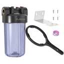 PWT10 Whole House Water Filter Housing, Fits 10” x 4.5” Big Blue Filters, Inline Pre-Filtration System for RV, Home Well and City Water Sediment etc with 1" NPT Port, Pressure Relief Valve