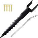Furnishh No Dig Ground Anchor 4"x4" Post Holder U Model Screw in Post Stake for Mailbox Posts and Fence Posts, 27" Long Post Anchor Spike, 1 Pack, Black