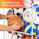 Olldide 43-Inch Large Ball Storage Basket with Wheels, Rolling Cart Sports Equipment Garage Organizer with Elastic Rope for Easy Access, Holder for Basketball, Soccer, Volleyball, Football