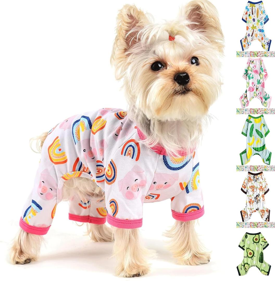 Yikeyo Dog Pajamas Spring Summer Pet Clothes for Small Dogs Girl Boy Soft Stretchy Puppy Clothes Cat Pjs Pet Jammies Outfit (S)