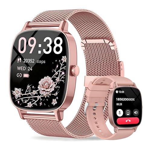 Smart Watch for Women, Answer/Make Call,1.85'' Ultra-Clear Screen Fitness Tracker with Heart Rate/Sleep/SpO2 Monitor,Smartwatch for iPhone/Samsung/Android,120+ Sport Modes,IP68 Waterproof with 2 Bands