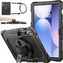 SEYMAC stock Case for Samsung Galaxy Tab S10 Plus/ S9 FE Plus/ S9 Plus 5G Tablet 12.4'' Case with Screen Protector Pencil Holder [360 Rotating Hand Strap] &Stand, Drop-Proof, Black1