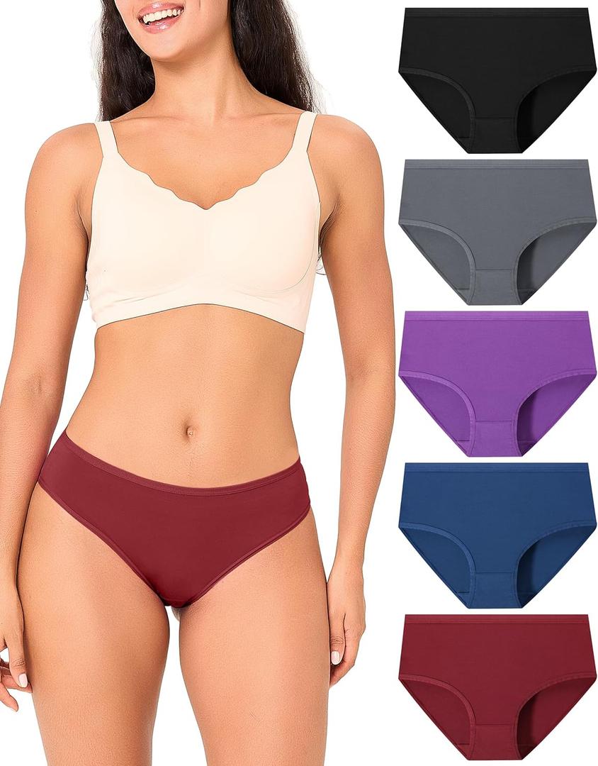 BAMBOO COOL Women's Cool Bikini Briefs for Women Lightweight Panties Stretchy Soft Breathable Underwear 5-pack (M)