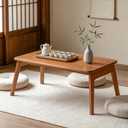 Japanese Folding Coffee Table, Mid Century Modern Bamboo Tatami Low Table, Portable Space-Saving Floor Table for Sitting on the Floor, Small Space Living Room Bedroom