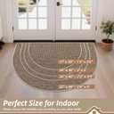 BEQHAUSE Dirt Trapper Door Mat 17" x 30" Half Circle Non Slip Washable Doormats Entrance Rugs Absorbent Welcome Low Profile Floor Mats for Front Back Door and Entryway, Taupe