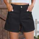 Luvamia Jean Shorts for Women Trendy Wide Leg Mid Thigh Casual Summer Stretchy Denim Shorts Jorts with Braided Pockets, M