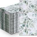 100Pcs Disposable Greenery Guest Napkins Paper Disposable Hand Towels Green Leaves Decorative Paper Dinner Hand Napkin for Bathroom Baby Shower Party Supplies Table Decor