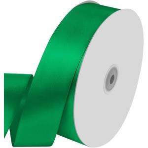 2 x 1-1/2" Wide x 100 Yards Wide Green Satin Ribbon Solid Fabric Ribbons Roll for Valentine's Day Crafts Chair Sash Gift Wrapping, Invitation Cards, Floral Sewing Party (Green) 2 x 1-1/2" Wide x 100 Yards Wide Green Satin Ribbon Solid Fabric Ribbons Roll for Valentine's Day Crafts Chair Sash Gift Wrapping, Invitation Cards, Floral Sewing Party (Green)