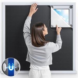 Magnetic Blackout Window Cover with Strong Magnets 105"x58" Portable Blackout Curtains for Bedroom, No Drill Black Out Blinds & Temporary Black Out Shades for Windows Film RV Travel Skylight-Black
