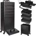 Rolling Makeup Train Case, 6 in 1, Professional Cosmetic Trolley