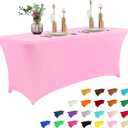 IVAPUPU 6FT Table Cloth for Rectangular Fitted Events Stretch Pink Table Covers Washable Cover Spandex Tablecloth Protector for Party, Wedding, Cocktail, Banquet, Festival