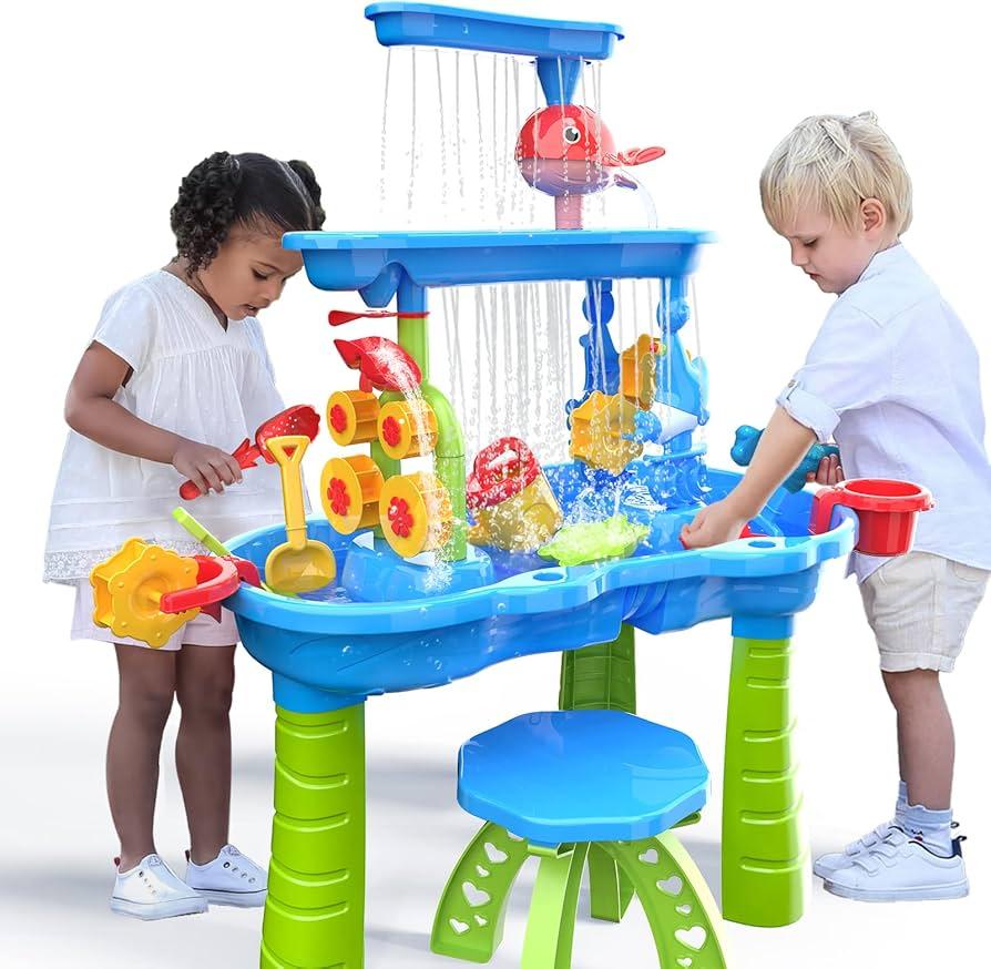 Kenthoris Water Table for Toddlers 13, Toddler Outdoor Toys Kids Summer Beach Backyard Pool Splash Activities Playsets, Water and Sand Activity Sensory Playset for Toddlers 1.5+ Years Old