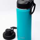 Sport Travel Outdoor Water Bottle with Spout and Straw Lids | Leak Proof | Insulated Stainless Steel Double Walled | BPA and Sweat free | Hot & Cold | For Kids Men & Women (Blue, 18 oz)