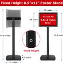 3 Pack Heavy Duty Sign Holder Stand 8.5x11 Inch - Pedestal Floor Standing Sign Holder with Weighted Base - Vertical & Horizontal Poster/Menu Display Stands for Indoor/Outdoor Advertising, Black