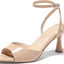 Coutgo Womens Kitten Heels Sandals Pointed Open Toe Ankle Buckle Strap Summer Dress Shoes (6, Nude)