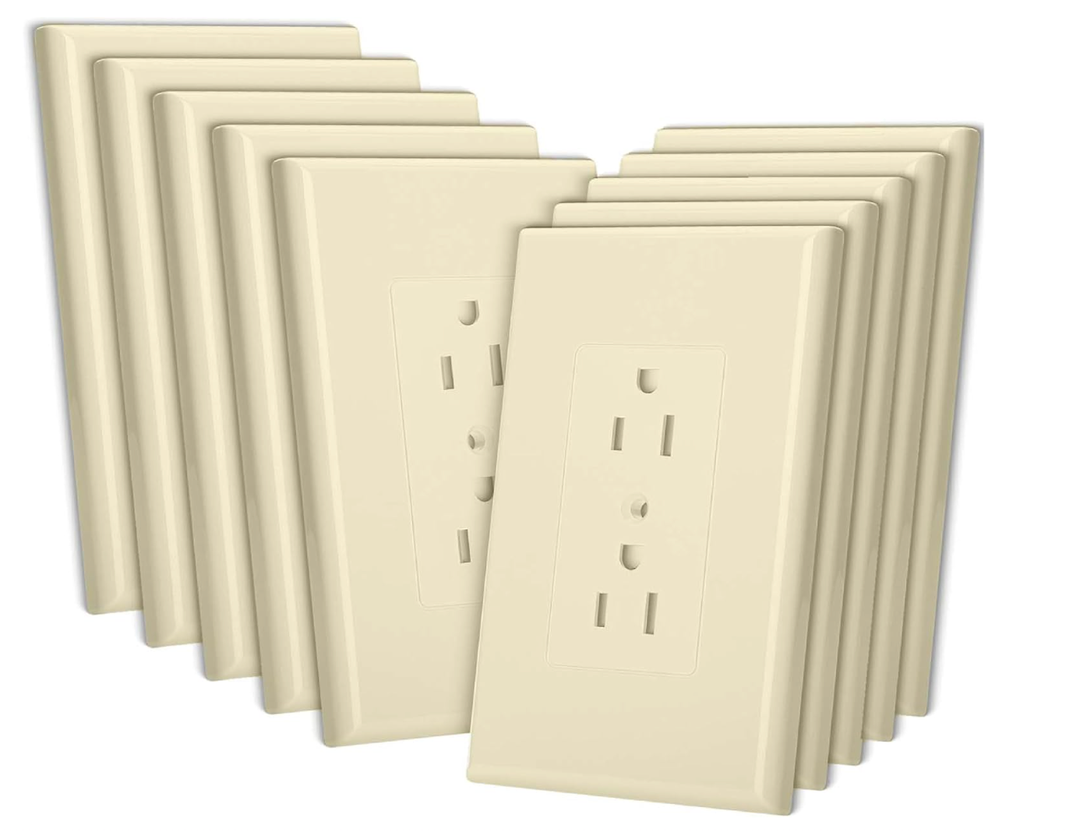 Bates- Duplex Wall Plate, 10 Pack, Black, Electrical Outlet Cover Plates