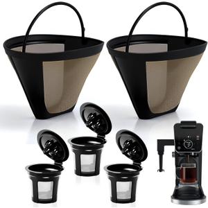 Reusable Coffee Pods compatible with Ninja CFP301Coffee Maker-Only Fits 3-Hole Needle Machines,3 Pack Reusable K Cups Pods and 2 Pack Reusable Filter Not for Ninja CFP101 PB051
