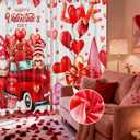 2 Pcs Valentines Day Curtains for Living Room Red Heart Truck Gnome Curtains 52 x 84 Inches Happy Valentines Day Window Drapes Romantic Love Bedroom Window Party Decor