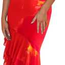 PRETTYGARDEN Maxi Dresses for Women 2025 Summer Tiered Floral Beach Sundress Spaghetti Strap Wedding Guest Long Dress (Orange Red Big Floral, Small)