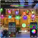Outdoor String Lights, 49FT RGB Patio Lights with IP66 Waterproof 25 Bulbs,Outdoor String Lights for Outside with App & Remote, Color Changing String Light for Garden Yard Porch Party Decor