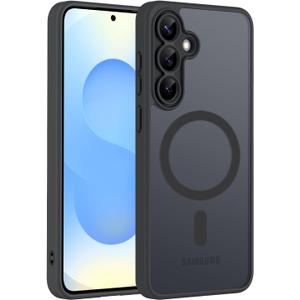 2 x Hualele Magnetic for Samsung Galaxy S25 FE Case, Compatible with MagSafe, Military Grade Dropproof Translucent Matte Back Soft Edge Camera Protector Slim Phone Case for Samsung S25 FE 5G,Black