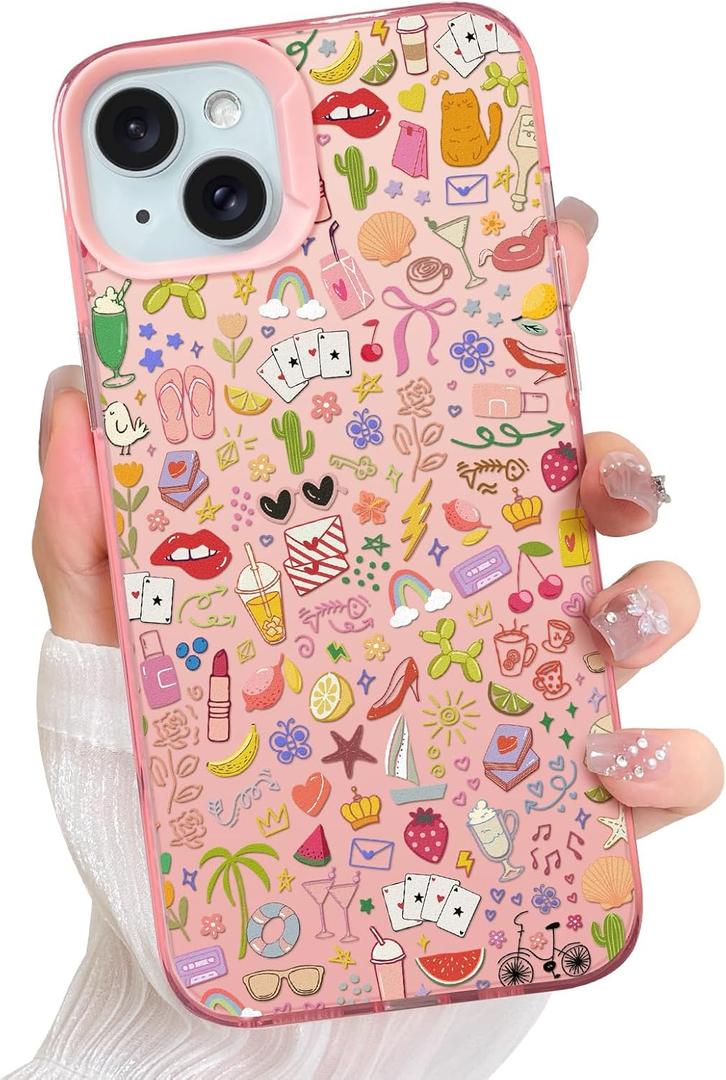 Jefonha Compatible with iPhone 15 Pro Case Cute Aesthetic for Women Girls, Classic Retro Western Beaches Vintage Collage Phone Case, Shockproof Protective Cover