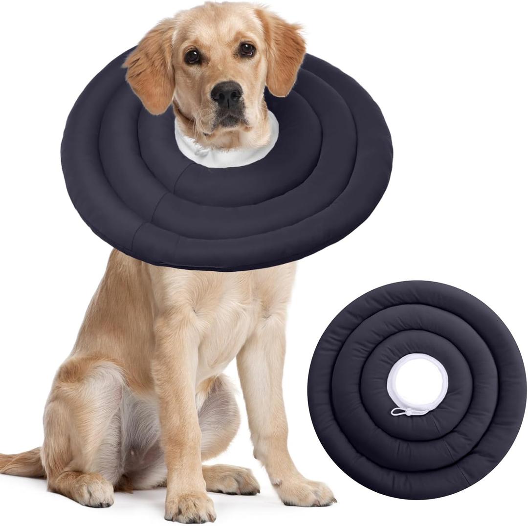 IDOMIK Dog Recovery Collar, Waterproof Soft Dog Cone After Surgery, Comfy Protective Elizabethan Collar Alternative for Dogs Cats, Adjustable Pet Neck Donut Cone Anti-Licking Biting Wounds, Grey, 2XL