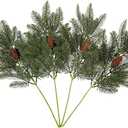 WSFSLJWDW 4PCS Artificial Pine Branches-19.7 Inches Fake Greenery Plants Pine Sprigs-Faux Pine Leaves Picks for DIY Garland Crafts Christmas Embellishing and Home Garden Decoration (4)
