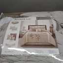 Stratford Park Beige Comforter Set King Size, 7 Piece Embroidery Bedding Set, Pillow Sham, Bedskirt, Decorative Pillow, Floral Comforters, Home Decor