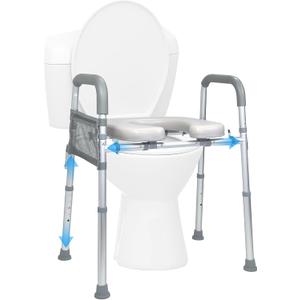 Raised Toilet Seat with Handles, Toilet Seat Risers for Seniors Width and Height Adjustable Raised Toilet Seat with Handles for Elderly (350 Pound)